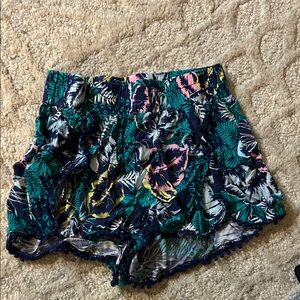 Charlotte Russe Floral Print Shorts - Blue, Green, Pink